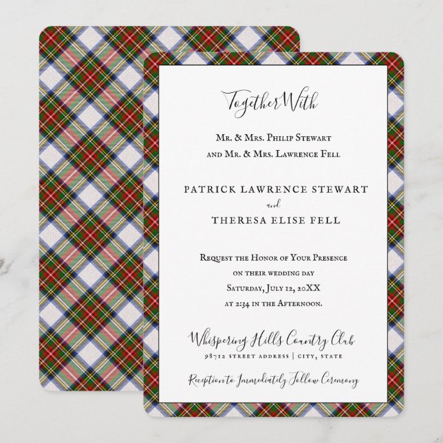 Invitation Royal Stewart Robe Clan Tartan Scottish Plaid (Devant / Derrière)