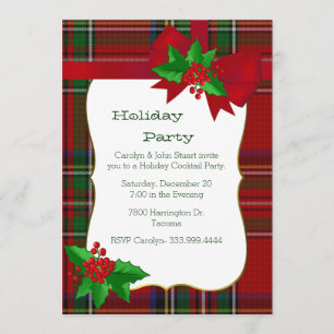 Invitation Royal Stewart Tartan Plaid Custom Christmas Party