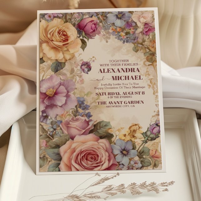 Invitation Royal Victorian Whimsical Floral Mariage (Créateur téléchargé)