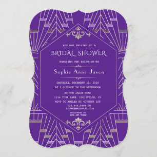 Invitation Royal violet argent Grande Fête des mariées Gatsby