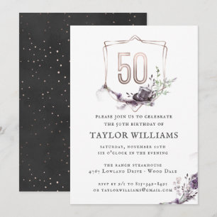 Invitation Royal Violet Cadre de fête d'anniversaire floral