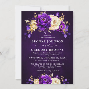 Invitation Royal violet violet or Floral Mariage botanique