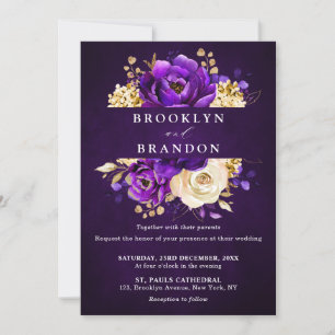 Invitation Royal violet violet or Floral Mariage botanique