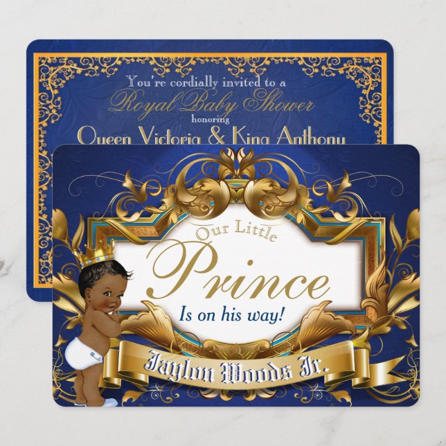 Invitation Royale Africaine Prince Fancy Bleu Roya (Devant / Derrière)
