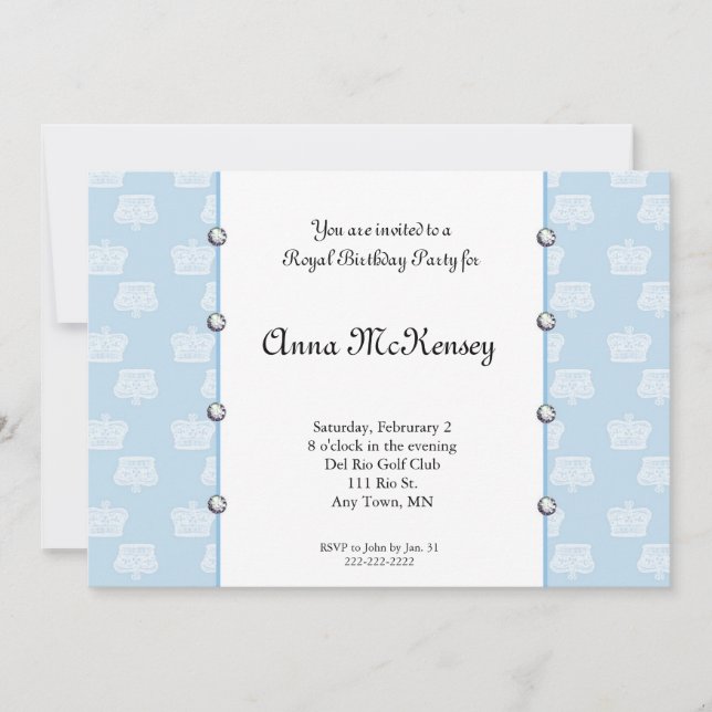 Invitation royale bleue d'anniversaire (Devant)