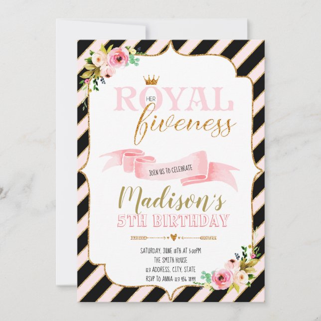 Invitation royale de fête d'anniversaire de (Devant)