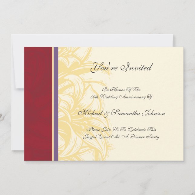 Invitation royale florale de la Fête des Anniversa (Devant)