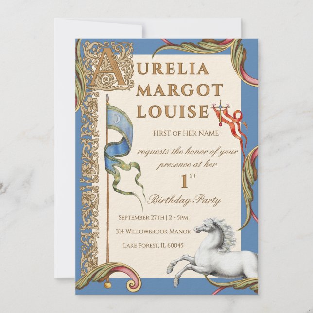 Invitation royale pour un 1er anniversaire médiéva (Devant)