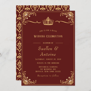 Invitation royale rouge et or Damask