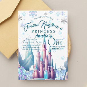 Invitation Royaume gelée Princesse 1er anniversaire