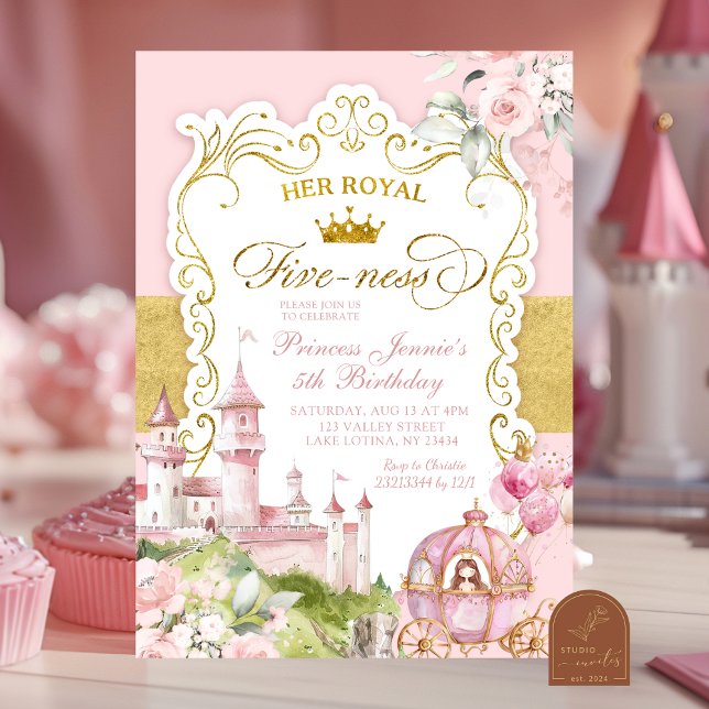 Invitation Royaume Rose et Or Royal Fiveness 5e Anniversaire (Créateur téléchargé)