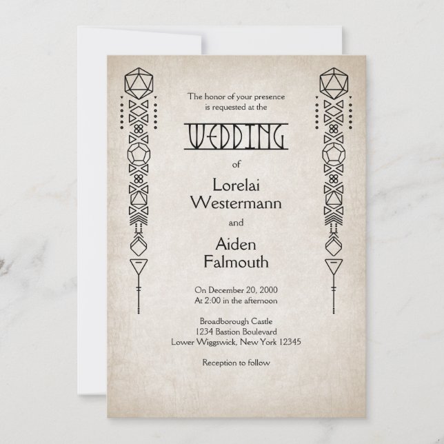 Invitation RPG D20 N'importe quel Mariage de gamer couleur (Devant)