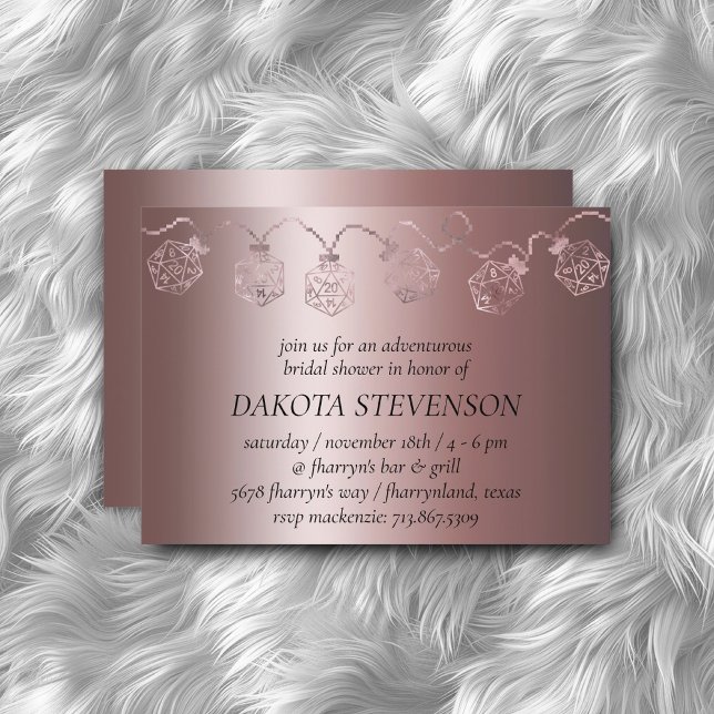 Invitation RPG Luxe | Mauve Sheen Tabletop Gamer Dice Lights (Créateur téléchargé)