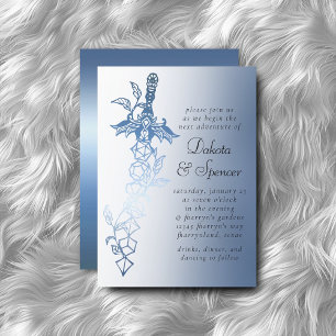 Invitation RPG Sword Luxe   Gamer à Imaginaire en feuilles bl