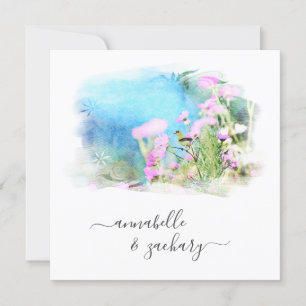 Invitation *~* RSVP - Aquarelle QR AR15 Mariage FLORAL Oiseau