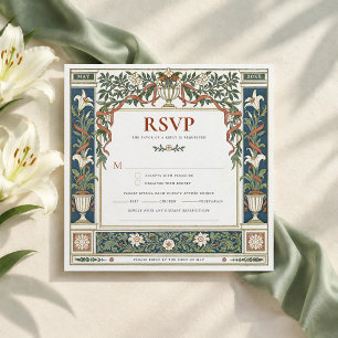 Invitation RSVP Art nouveau Lily carré Mariage 