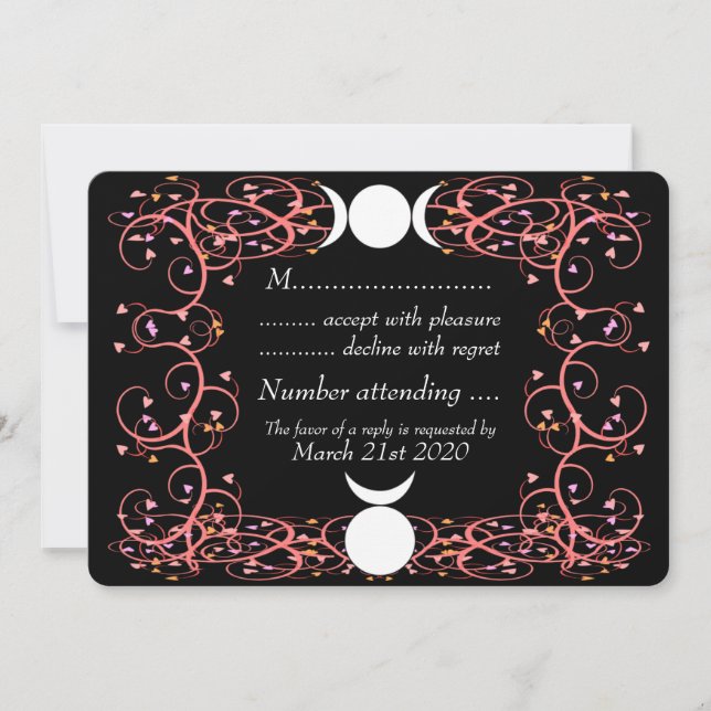 Invitation RSVP au mariage Wiccan du Dieu cornu & de la Tripl (Devant)
