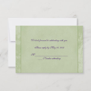 Invitation RSVP avec motif floral vert en relief