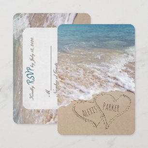 Invitation RSVP Beach Mariage avec les coeurs