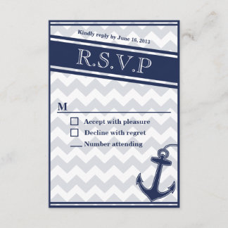 Invitation RSVP bleu marine du chevron nautique
