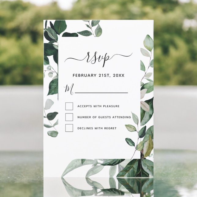 Invitation RSVP Botanical Greenery Foliage Watercolor Mariage (Créateur téléchargé)