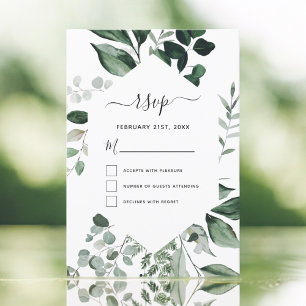 Invitation RSVP Botanical Greenery Foliage Watercolor Mariage