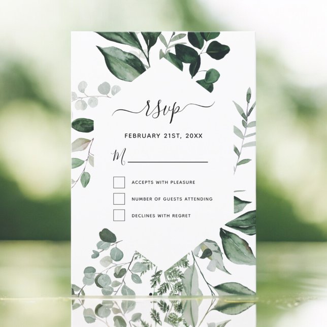 Invitation RSVP Botanical Greenery Foliage Watercolor Mariage (Créateur téléchargé)