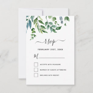 Invitation RSVP Botanical Greenery Foliage Watercolor Mariage
