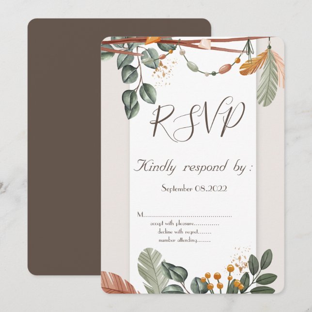 Invitation RSVP Chic Boho (Devant / Derrière)