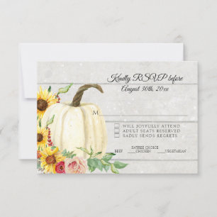 Invitation RSVP Citrouille de tournesol automne Blush Red w W