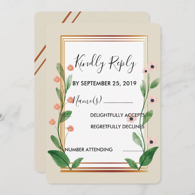 Invitation RSVP classique et élégant (Devant / Derrière)