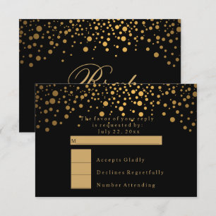 Invitation RSVP Confettis dorés élégants pour mariage