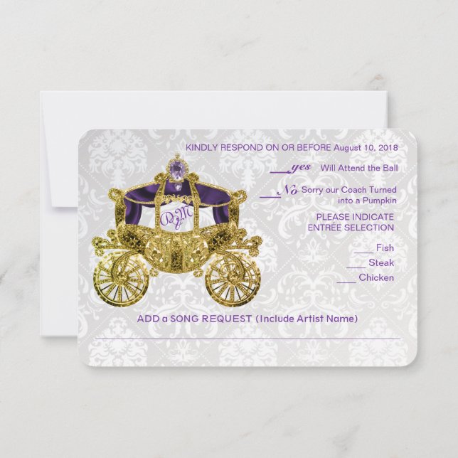 Invitation RSVP de Conte de Fées Royal avec Demande de Chanso (Dos)