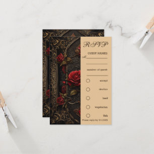 Invitation RSVP de la Rose rouge gothique