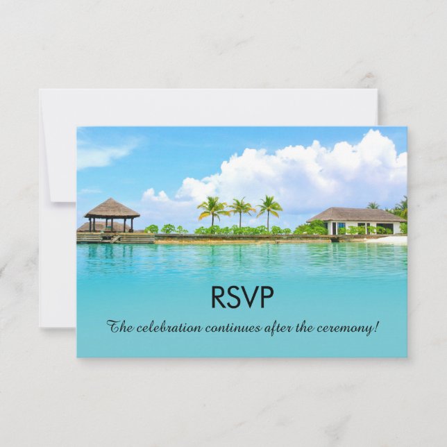 Invitation RSVP de mariage à la plage de la station balnéaire (Devant)