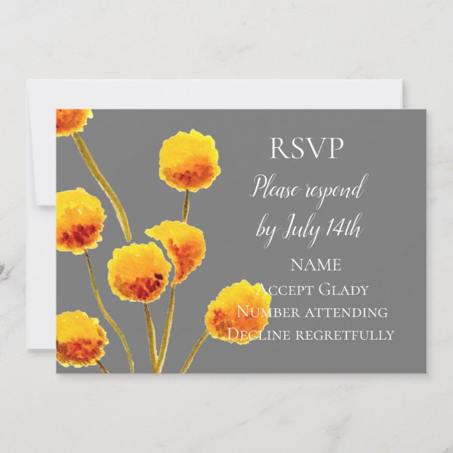 Invitation RSVP de mariage aquarelle de fleurs sauvages austr (Devant)