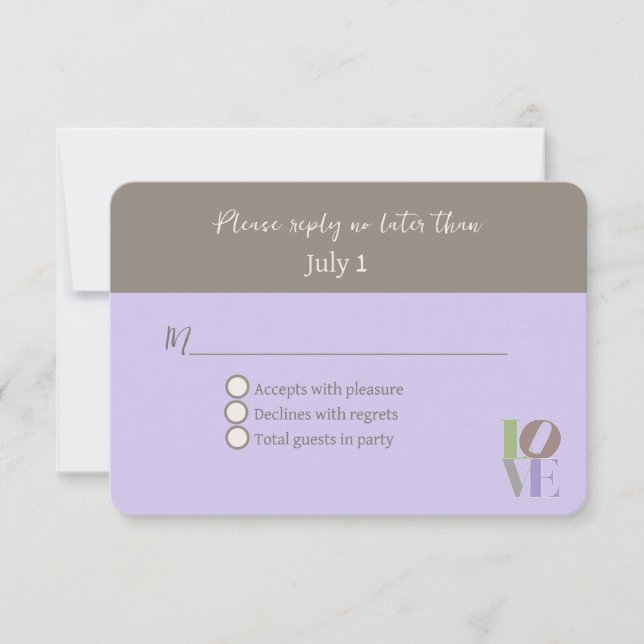 Invitation RSVP de mariage d'amour moderne (Devant)
