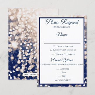 Invitation RSVP de mariage d'automne - Champagne et marine