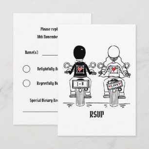 Invitation RSVP de mariage de moto pour