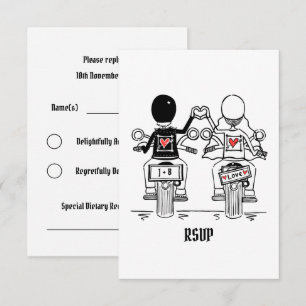 Invitation RSVP de mariage de moto pour