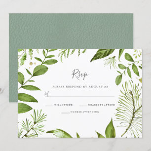 Invitation RSVP de mariage de printemps d'été de verdure mode