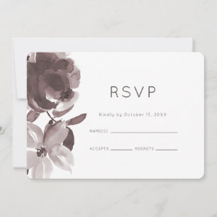 Invitation RSVP de mariage floral prune élégant