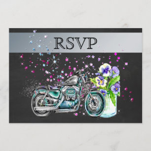 Invitation RSVP de mariage moto avec pot Mason