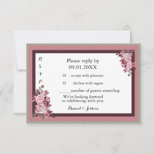 Invitation RSVP de mariage Rose Poussiéreuse Bourg