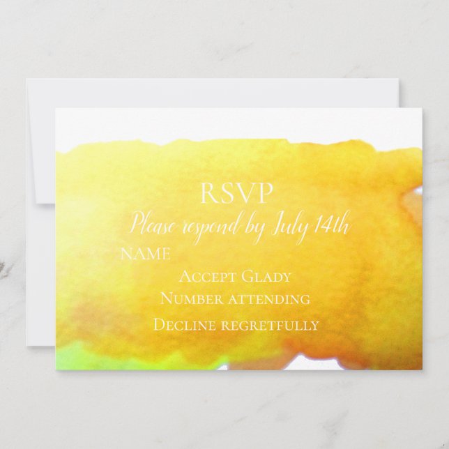 Invitation RSVP de mariage sable jaune plage moderne aquarell (Devant)