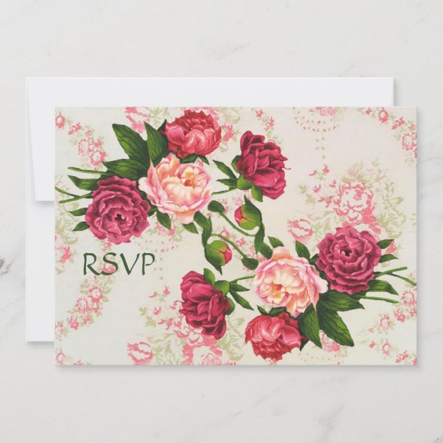 Invitation RSVP de réception de mariage aux roses roses (Devant)