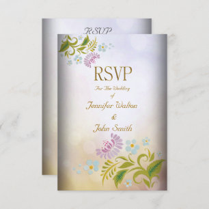 Invitation RSVP Elegant Événement Or Argent Blanc