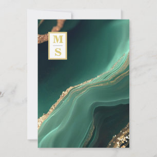 Invitation *~ RSVP Emerald Green QR Initiales AR66 Mariage