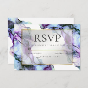Invitation RSVP   Encre Turquoise Abstraite Ultra Violet Indi
