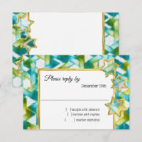 RSVP Étoile d'Or Bleu Vert Damassé